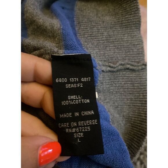 Ocean Current Men's grey striped cotton casual crew neck sweater size large - Picture 7 of 8
